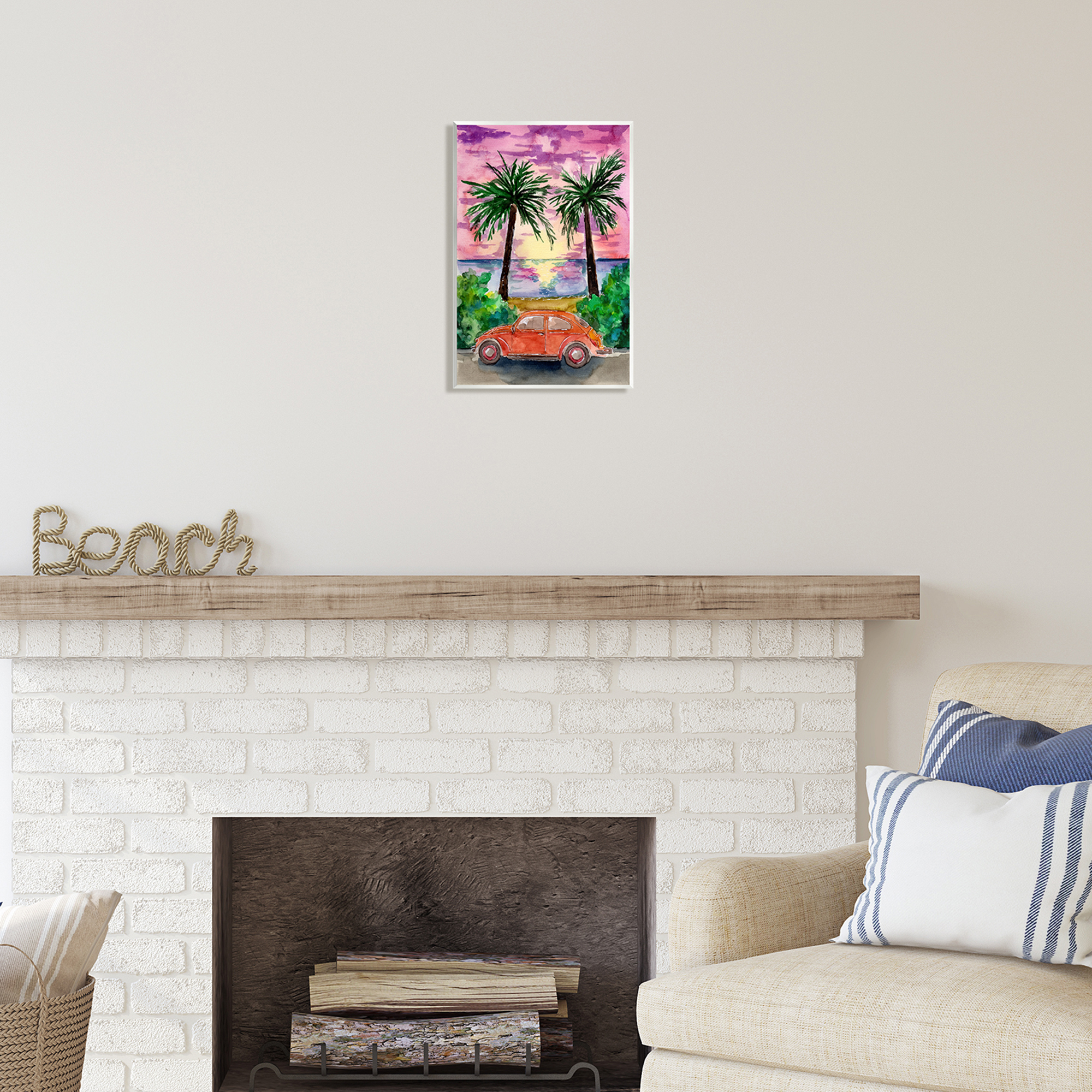 Stupell Industries Summer Beach Buggy Transportation Painting Unframed Art Print Wall Art, 10 x 15