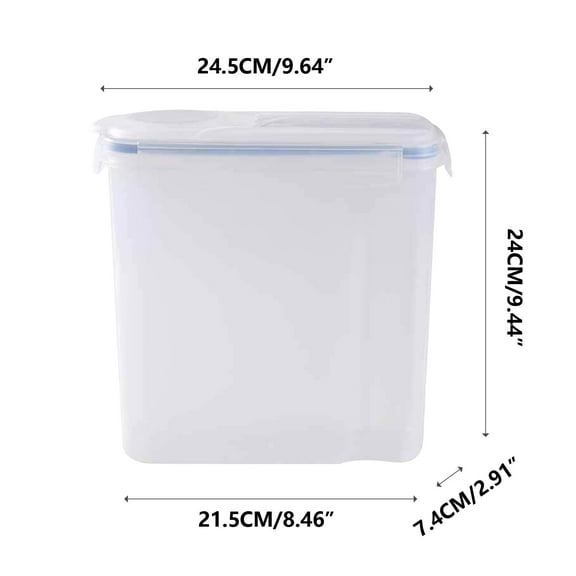 4L Airtight Food Storage Container | Large Kitchen Grain Jar with Locking Lid | Dry Goods Organizer for Rice, Flour & Spices | 24.5 x 7.5 x 24cm | Food-Grade Plastic | Clear Measuring Canister