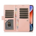 thumbnail image 5 of Feishell Sparkle Case For iPhone 15 Plus, Women Wallet with Card Holder, Glitter Bling Flip PU Leather Magnetic Kickstand Zipper Purse Case Wrist Strap For iPhone 15 Plus, pink, 5 of 9