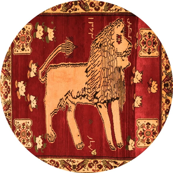 Ahgly Company Indoor Round Animal Orange Traditional Area Rugs, 4' Round
