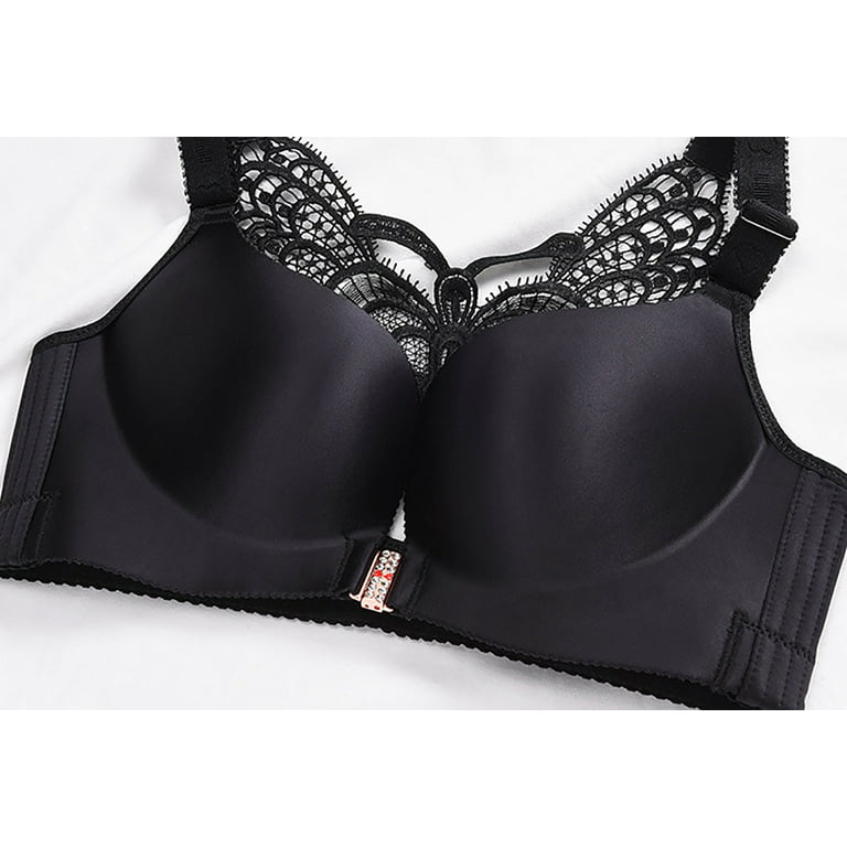 Sports Bras for Women High Support Solid Less Closure Front Wire Lace Bra  for Womens Black 34C