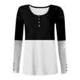 thumbnail image 3 of STETMN Women's Ribbed Knit Tight Sweater Casual Button Ruched Tops Slim Fit Color Block Shirts, 3 of 4