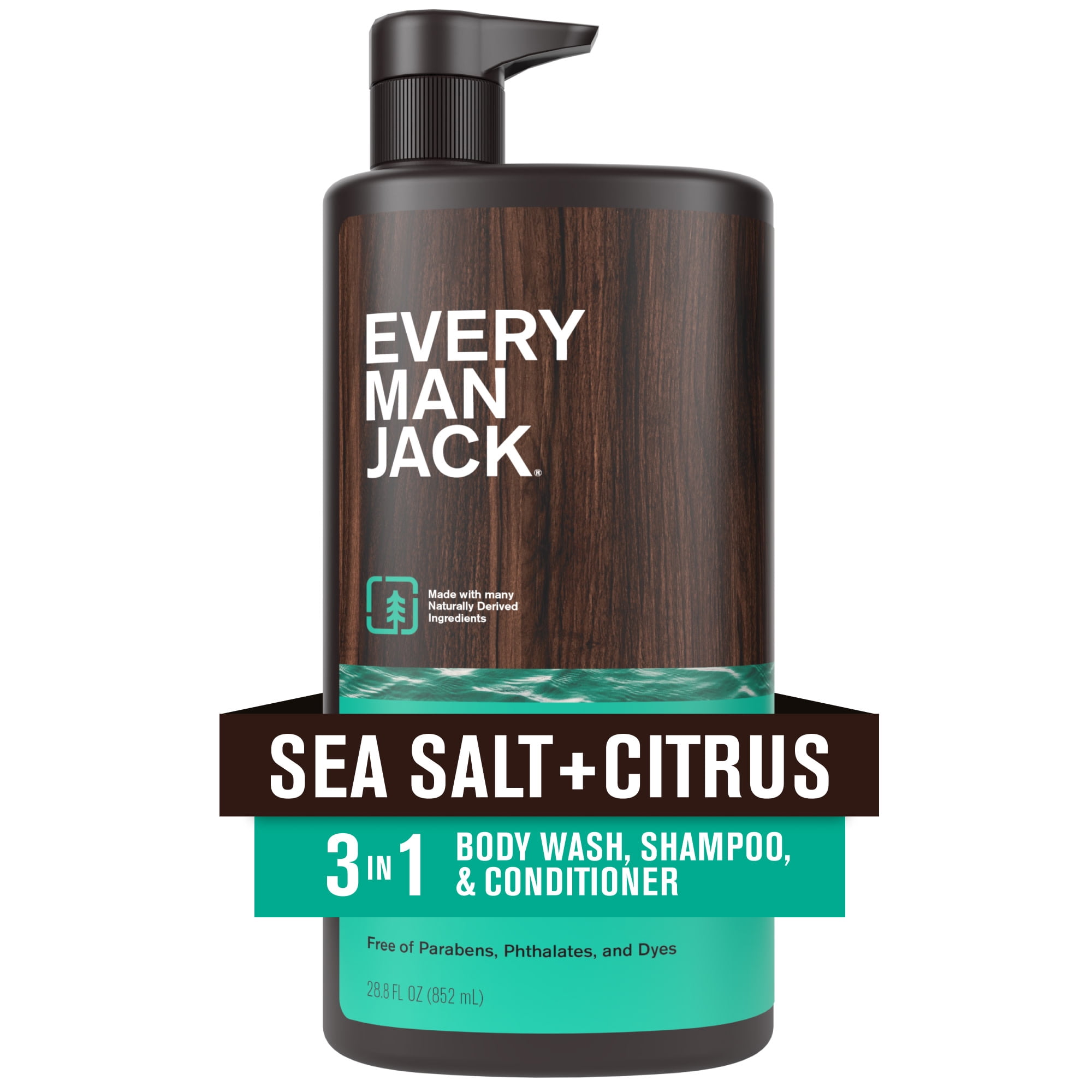 Every Man Jack Sea Salt + Citrus Hydrating Men's 3-in-1 - Body Wash and Shampoo and Conditioner - 28.8 fl oz