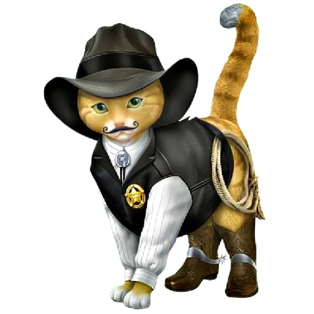 The Hamilton Collection Spurs 'N Fur Kitty Cowboys Figurine Issue #1 Sheriff S. Purrs Hand-Painted Cat Sculpture with Detailed Cowboy Attire Sheriff’s Badge and Spurs Old West Collectible 5.5-inches