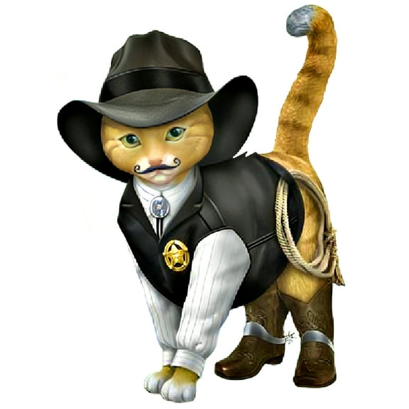 The Hamilton Collection Spurs 'N Fur Kitty Cowboys Figurine Issue #1 Sheriff S. Purrs Hand-Painted Cat Sculpture with Detailed Cowboy Attire Sheriff’s Badge and Spurs Old West Collectible 5.5-inches