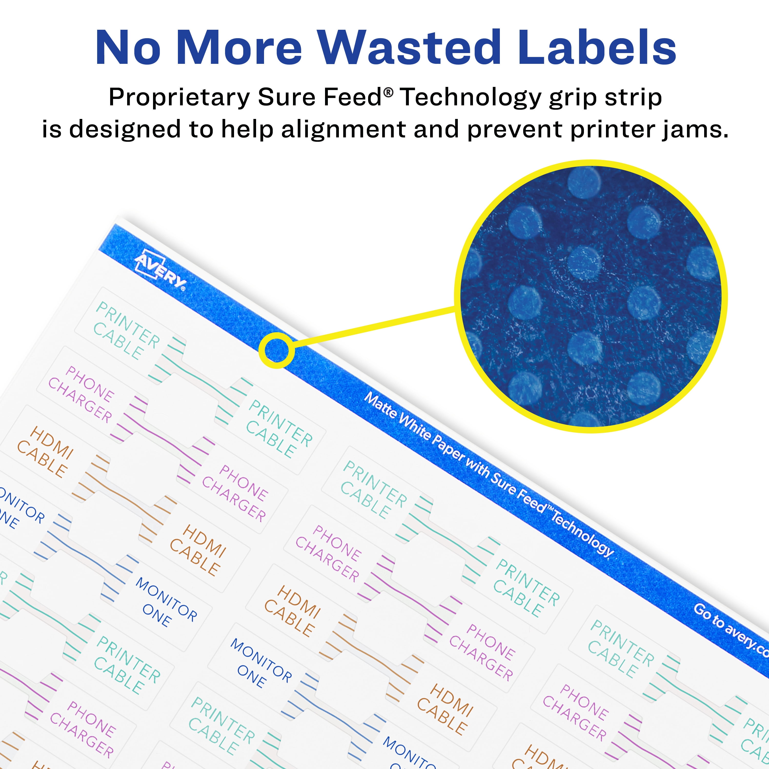 Avery Matte White Barbell Labels, 1/2" x 2-1/2", 1,125 Total