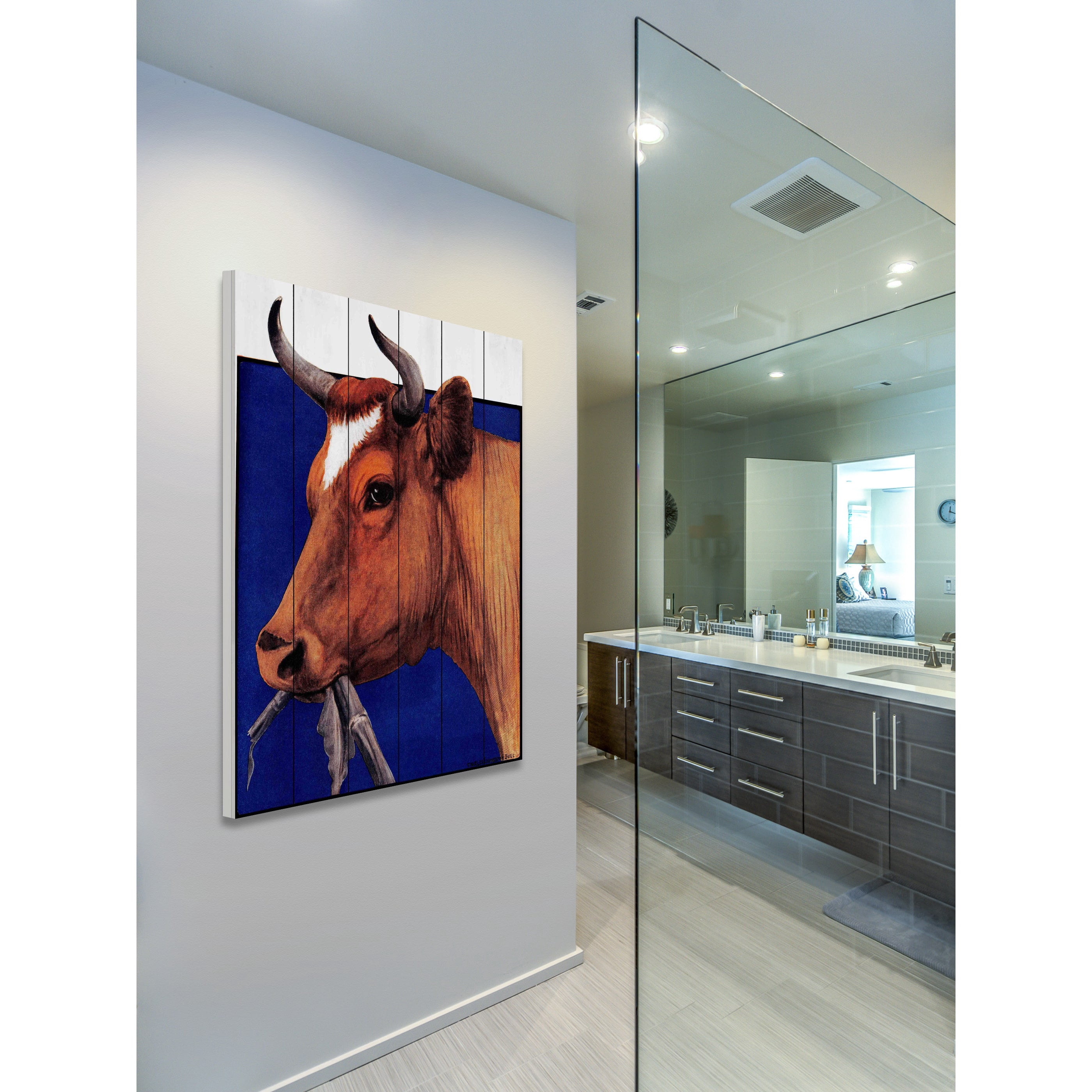 Marmont Hill "Journal Cow Brown" Painting Print on White Wood