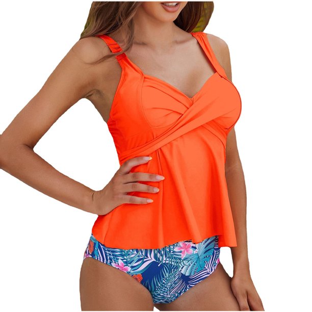 Moda mujer Casual Sexy Smocked Color sólido Bikini 2 Pices Set traje de baño Fridja nalpqowj59852