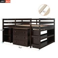 thumbnail image 3 of Harper & Bright Designs Wooden Full Loft Bed with Cabinet and Rolling Portable Desk, Low Study Loft Bed with Drawers, Espresso, 3 of 13