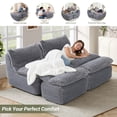 thumbnail image 2 of EOP Big Bean Bag Lounger Chair, Chaise Lounge Chair Indoor, Comfy Upholstered Sleeper Sofa Bed with Compressed Memory Foam, No Assembly Required, Gray, 2 of 9