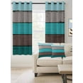 thumbnail image 2 of Fsddascl Aqua Wooden Blackout Curtains for Bedroom/Living Room, Thermal Insulated Kitchen Curtains, Grey Stripe Gradient Country Rustic Grain Grommet Darkening Window Treatment Drapes 52"x84"x2, 2 of 8