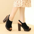 thumbnail image 2 of BLISSFUL STEP Women's Slingback Platform Chunky Heel Sandals Black (Size 8), 2 of 6