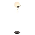 thumbnail image 2 of Nuevo Declan Glass & Steel Metal Floor Lighting in Frosted White/Matte Black, 2 of 5