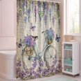 thumbnail image 5 of Shower Curtain Vintage Floral Bicycle Shower Curtains for Bathroom Decor, Waterproof Polyester Shower Curtain Set with Hooks, Extra Long 72" x 84" Purple Blue Flower, 5 of 9