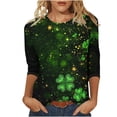 thumbnail image 3 of TaTaai St. Patrick's Day Women's Casual Print Round Neck 3/4 Sleeve T-Shirt Loose Top Gift, 3 of 5