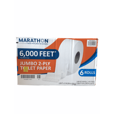 Marathon Jumbo Roll Toilet Paper - 2 Ply - 6 Rolls  per Box - 6000 feet / Box