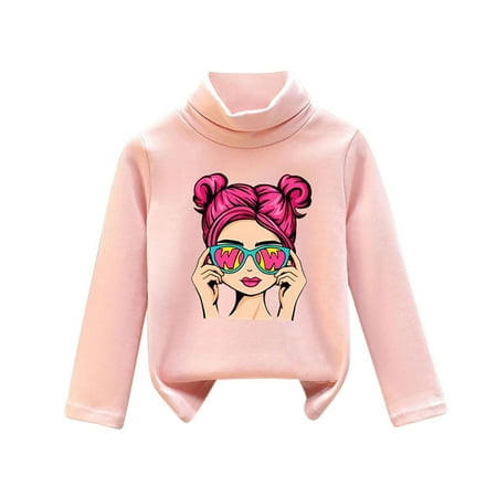 Jamicy Girls Sweatshirts Clearance Savings Girls Long-Sleeved Thermal Top Mock-Neck Thermal Underwear Soft Fleece Lined Base Layer