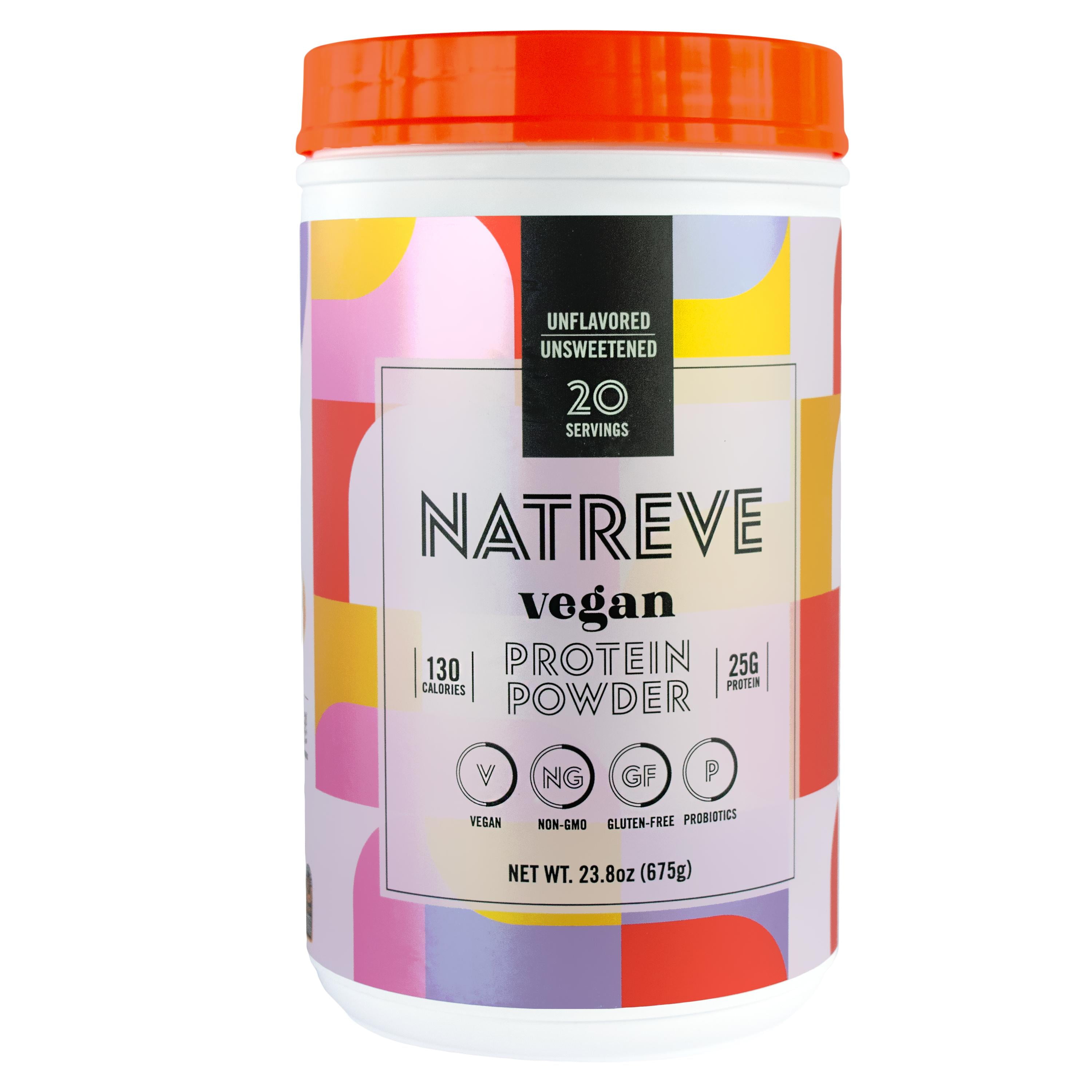 Natreve 100 Vegan Protein Powder, Unflavored/Unsweetened
