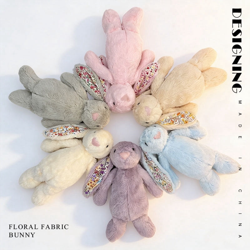 Floral Print Rabbit Plush Toy, Small Size, A Comfort Doll For Your Girlfriend.