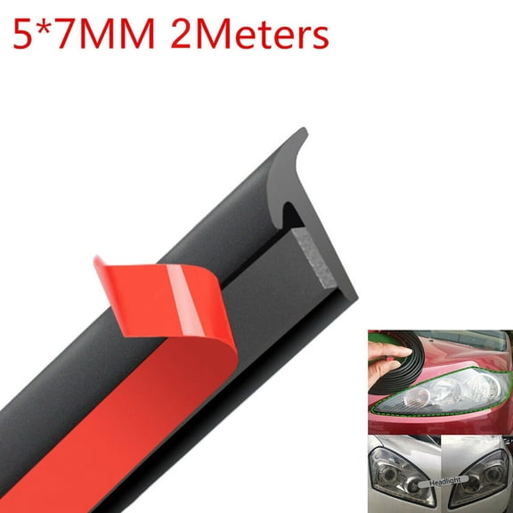 2M T-Type Rubber Sealing Strip Black For Car Edge Trim Bumper Lip Side Skirt