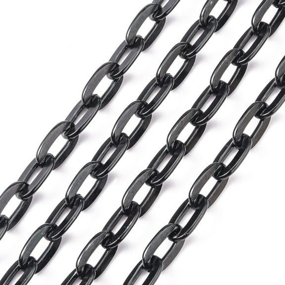 5m Aluminium Cable Chains Unwelded Oval Black about 9x15x1.8mm