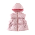 thumbnail image 2 of YUANxueke Girls Puffer Vest Bowknot Trim Lightweight Sleeveless Hooded Jackets Fashion Cute Vests Quilted Coat,Pink,6 Years, 2 of 8