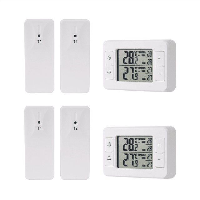 2Ensemble Thermomètre Électronique de Stockage à Froid pour Réfrigérateur Domestique avec Alarme