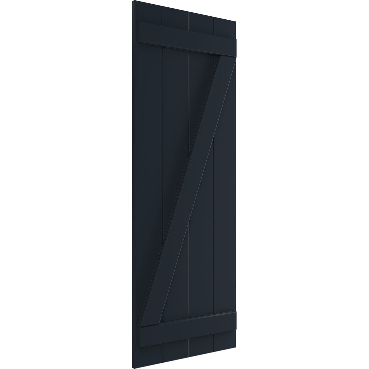 Ekena Millwork 21 1/2"W x 75"H True Fit PVC Four Board Joined Board-n-Batten Shutters w/Z-Bar, Starless Night Blue (Per Pair - Hardware Not Included)