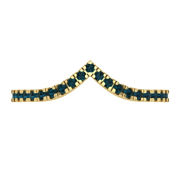 0.1725 ctw Wedding Band for Women - 18K Yellow Gold Natural London Blue Topaz Stackable Eternity Ring