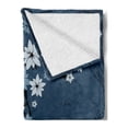 thumbnail image 2 of Floral Soft Flannel Fleece Blanket, Spring Blooms on Grunge Backdrop Classic Petal Flourishing Season Essence Theme, Cozy Plush for Indoor and Outdoor Use, 70" x 90", Night Blue Dust, by Ambesonne, 2 of 5