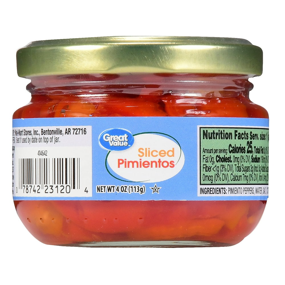Great Value Sliced Pimientos, 4 oz