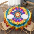 thumbnail image 3 of Colorful Tie Dye Layered Mandala Round Tablecloth 60"x60",Wrinkle Wipeable Table Cloth for Kitchen Dining Room Picnic Patio Party, 3 of 6