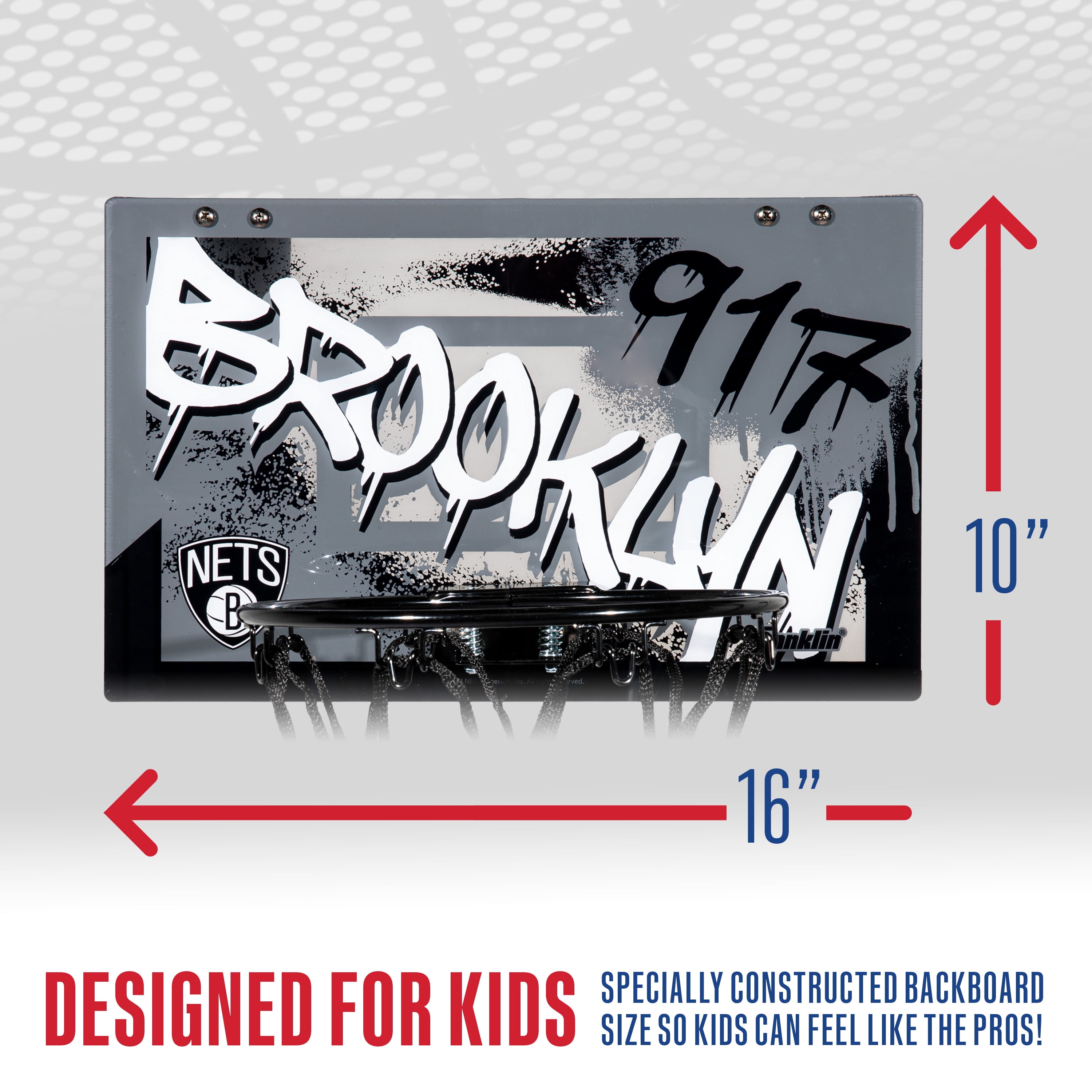 Franklin Sports NBA Brooklyn Nets Over the Door Basketball Hoop - Kids Indoor Basketball Hoop with Mini Basketball - NBA Fan Shop Mini Hoop for Bedroom + Office - Over the Door Mini Hoop Set