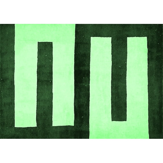 Ahgly Company Indoor Rectangle Abstract Emerald Green Modern Area Rugs, 5' x 7'