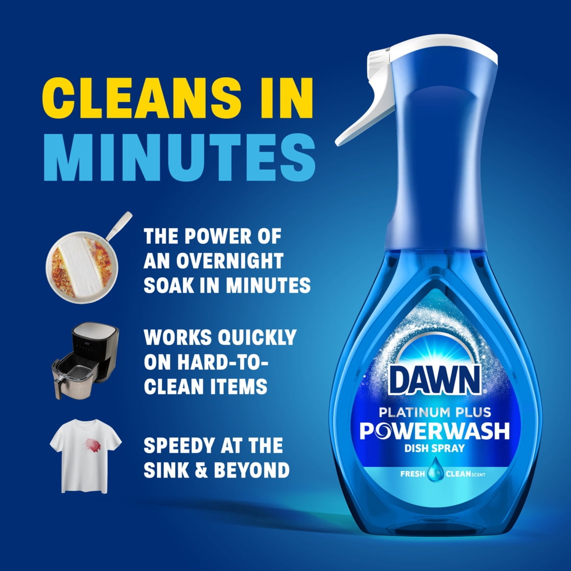 (4 pack) Dawn Powerwash Spray, Dish Soap, Dishwashing Liquid, Fresh, 1 Starter Kit, 16 Fl Oz
