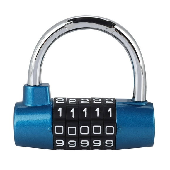 5 Digit Code Lock Padlock U shaped Suitcase Door Combination Lock Blue