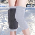 thumbnail image 3 of Mangas de rodilla para hombres Tirantes térmicos mullidos Calentadores de piernas Almohadillas de felpa de invierno Calentador Esquí Ciclismo Correr (Color: Gris, Talla : l), 3 of 5