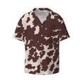 thumbnail image 5 of PAYOHTO Cow Textured Print Brown Mens Hawaiian Casual Short-sleeved Shirt Tropical Summer Beach Button Down Shirts, 5 of 7