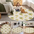 thumbnail image 5 of Cute Lemon Summer Round Area Rug 4Ft Washable Circle Rugs for Bedroom Dining Room, Farmhouse Floral Retro Linen Texture Non-Slip Carpet Floor Mats Indoor Outdoor Carpet Runner Aesthetic Home Decor, 5 of 8