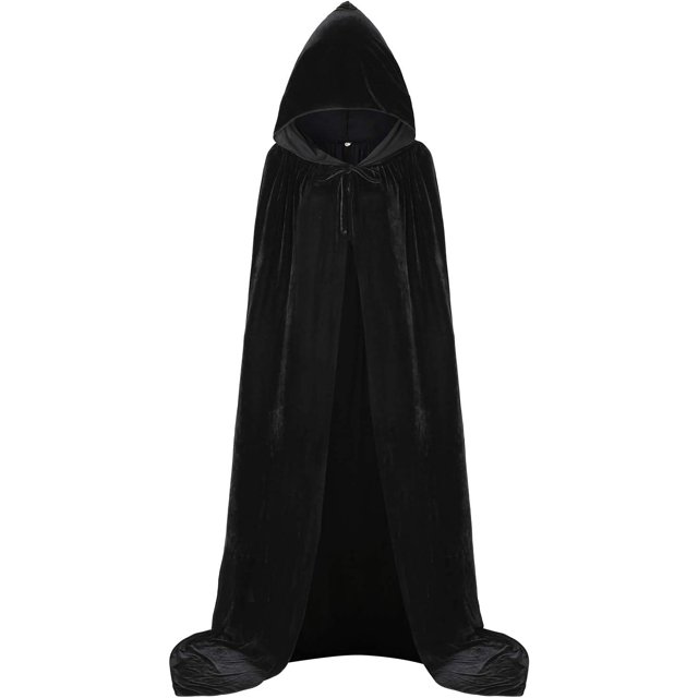 Aricy Capa larga de terciopelo con capucha unisex con capucha Disfraces de Halloween Navidad Cosplay 43-71 pulgadas