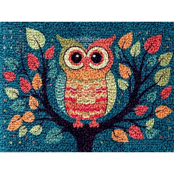 Easy DIY Latch Hook Rug Kits Owl Bird DIY Tapestry Crochet Hooking Mat Making Kits With Printed Pattern Canvas Needlework Kits 52x38cm （j-6)
