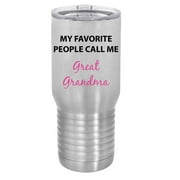 My Favorite People Call Me GreatGrandma Silver Stainless Steel Vacuum Insulated 20 Oz Travel Tumbler Coffee Mug with Clear Lid, Silver