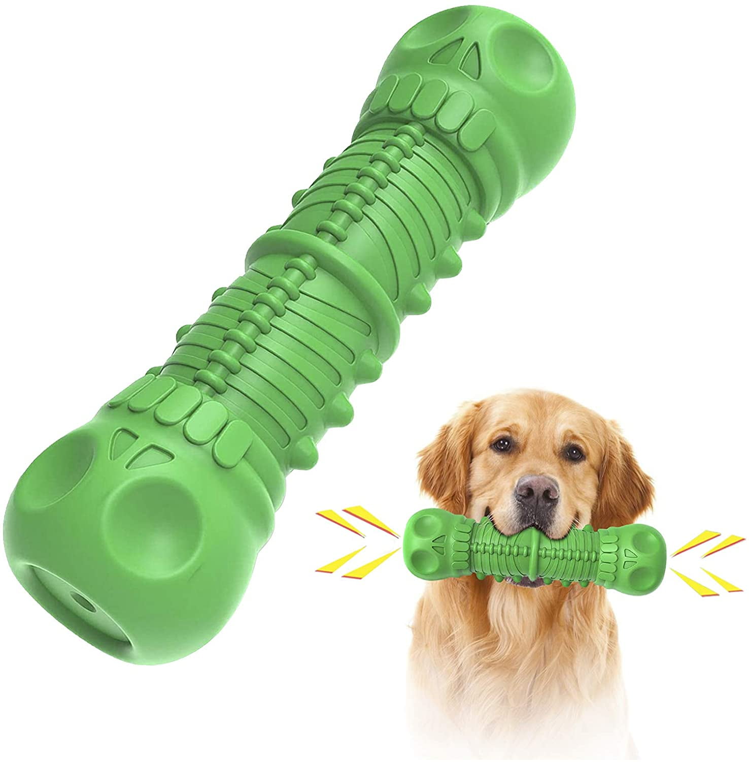 Nearly Indestructible Tough Durable Dog Chewing Toys Dog Chew Toys for Aggressive Chewers Natural Rubber Teeth Cleaning Dog Bones Toys for Medium or Large Breed Dog Squeaky Toys 