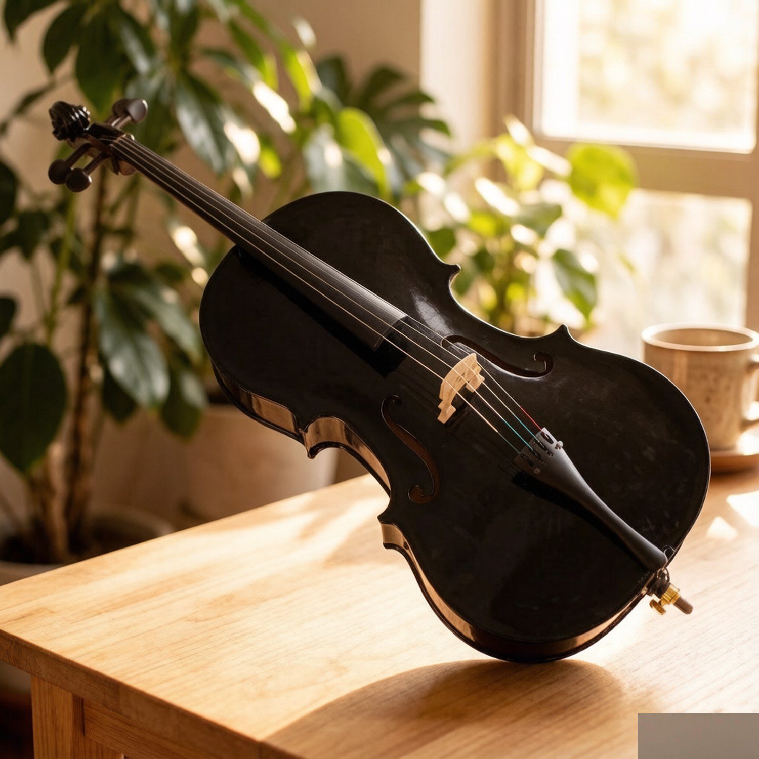 EDOEMSE 4/4 Wood Cello Bag Bow Rosin Bridge in Black Wood Body Stringed Instrument with Bag Bow Rosin Bridge for Beginners Students and Professionals