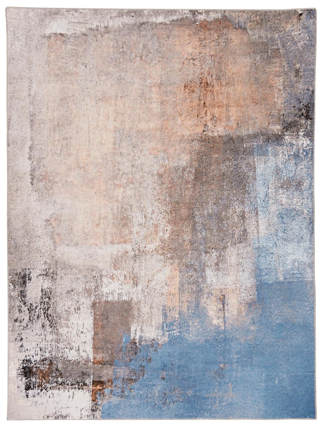 Kyler 5' x 7' Washable Area Rug, Beige and Blue