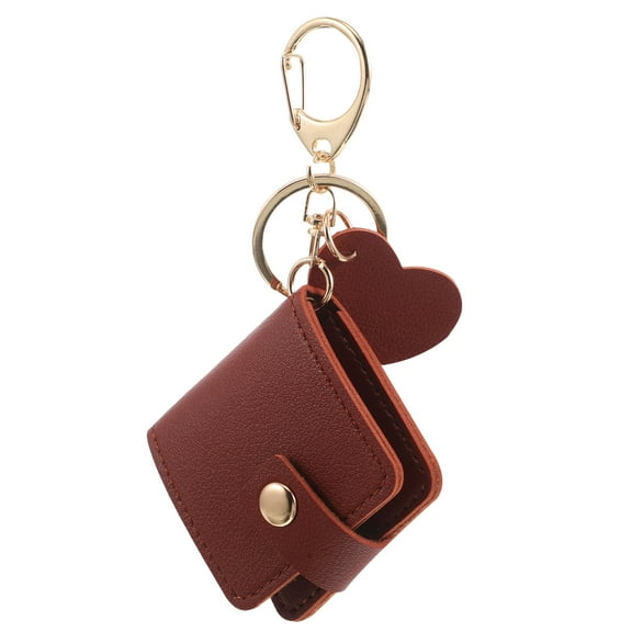 LOLIPPYY Brown PU Keychain with Photo Holder, 1 Set Keepsake Gift for Husband, Perfect Valentine's Day Present