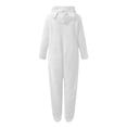thumbnail image 5 of Nwiuh Fleece Girls Jumpsuit with Cute Ears Onesie Zip Up Hooded | Romper Warm Sherpa Lined Soft Romper Outfits (White, 9-10 Years), 5 of 7
