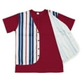thumbnail image 6 of Savings SSAAVKUY Mens Summer Fashion T-shirts 2 in 1 Patchwork Tops Striped Color Block Button Down Blouses Casual Short Sleeve Tee Red M, 6 of 8
