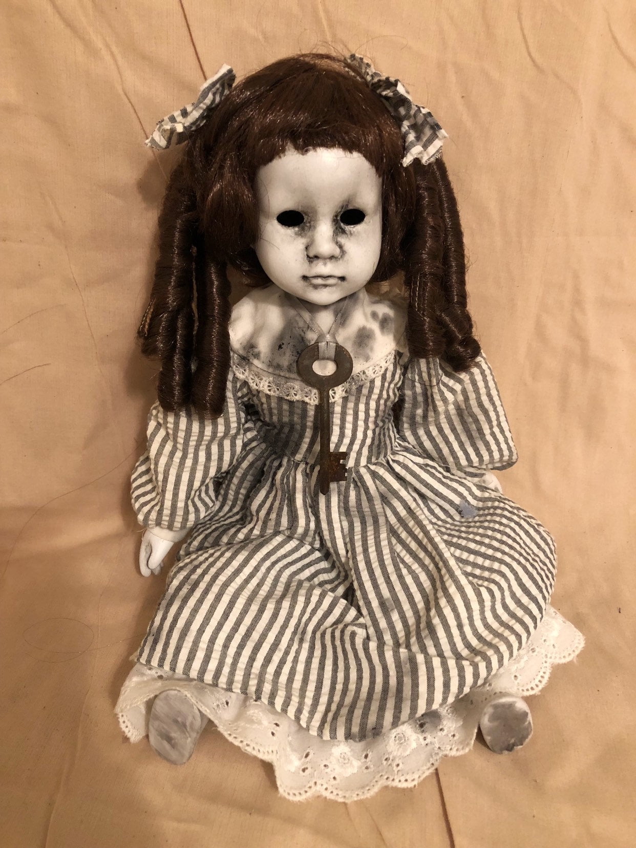 OOAK Sitting Hollow Eyes Old Key Creepy Horror Doll Art by ...