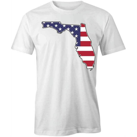 Florida American Flag T-Shirt | Patriotic American White Tee Gift